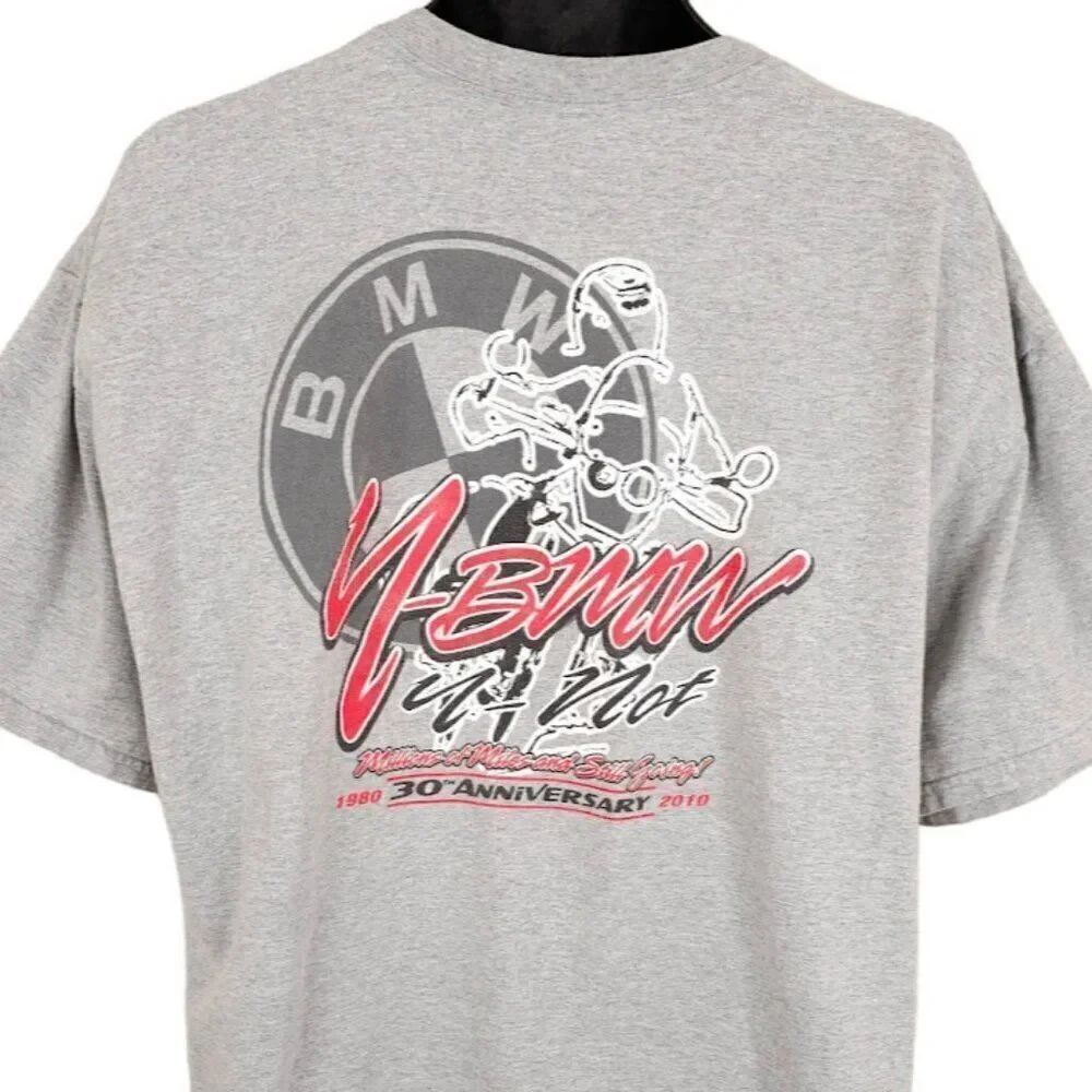 BMW Motorcycles T Shirt Mens Size 2XL Gray Y-BMW Y-Not Rally 30th Anniversary